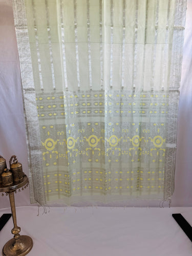 ShopNaya Exclusive | Handwoven | Silk Organza | Pastel Green | Silver Zari | Ships from California